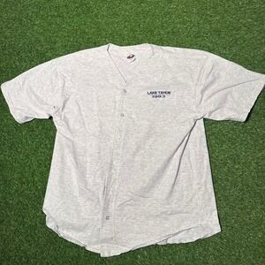 Vintage 1993 Lake Tahoe Baseball Jersey‎ Shirt XL Camp Fox USA Button Tee